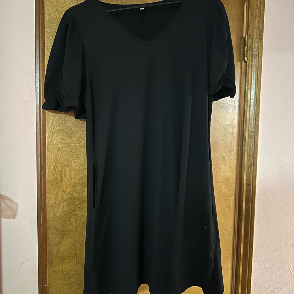 Elegant Black Puff Sleeve Dress